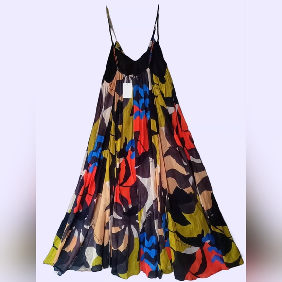 H&M A-line maxi dress Summer 2024 black Patterned/multicolored. NO LOW BALLING!! - Picture 6 of 9